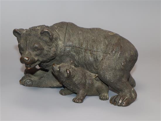 A Russian bronze bear and cub box